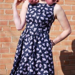 Retrolicious 2X Moth Print Dress
